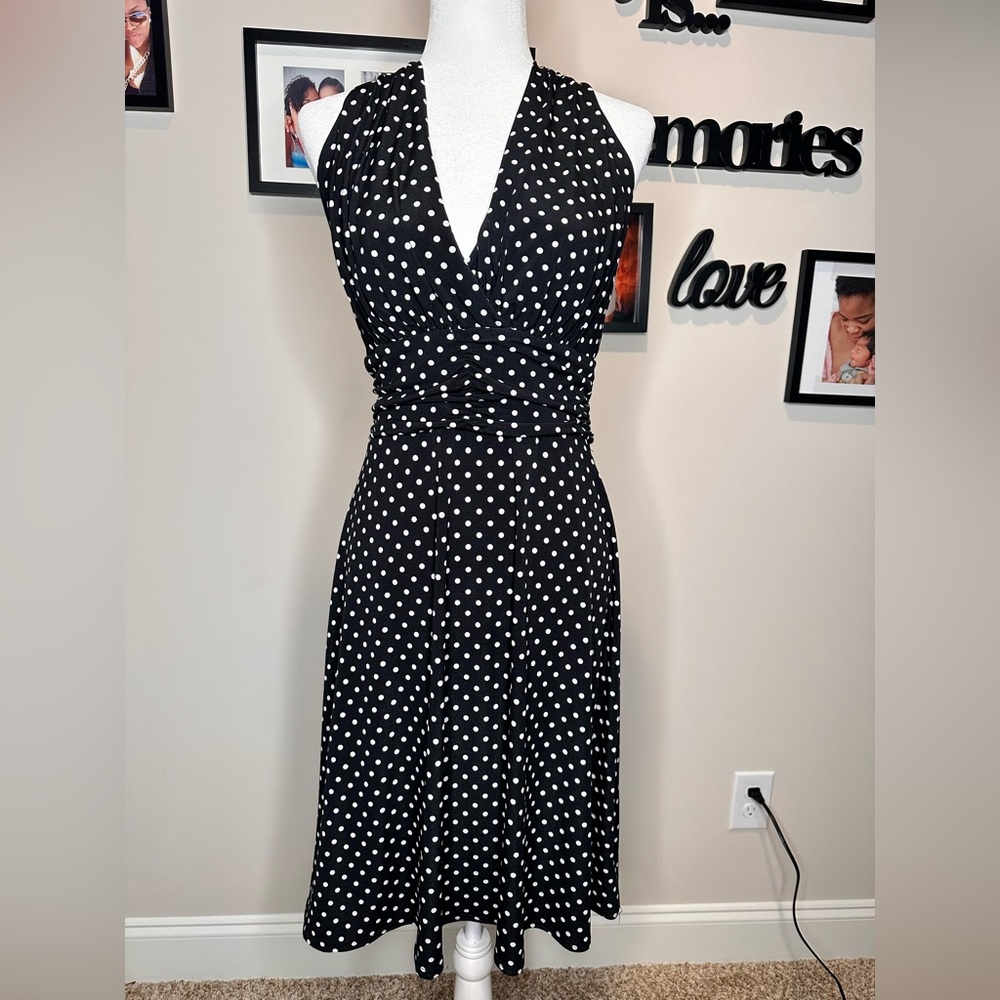 Ronni Nicole Black and White Polka Dot One-Shoulder Dress